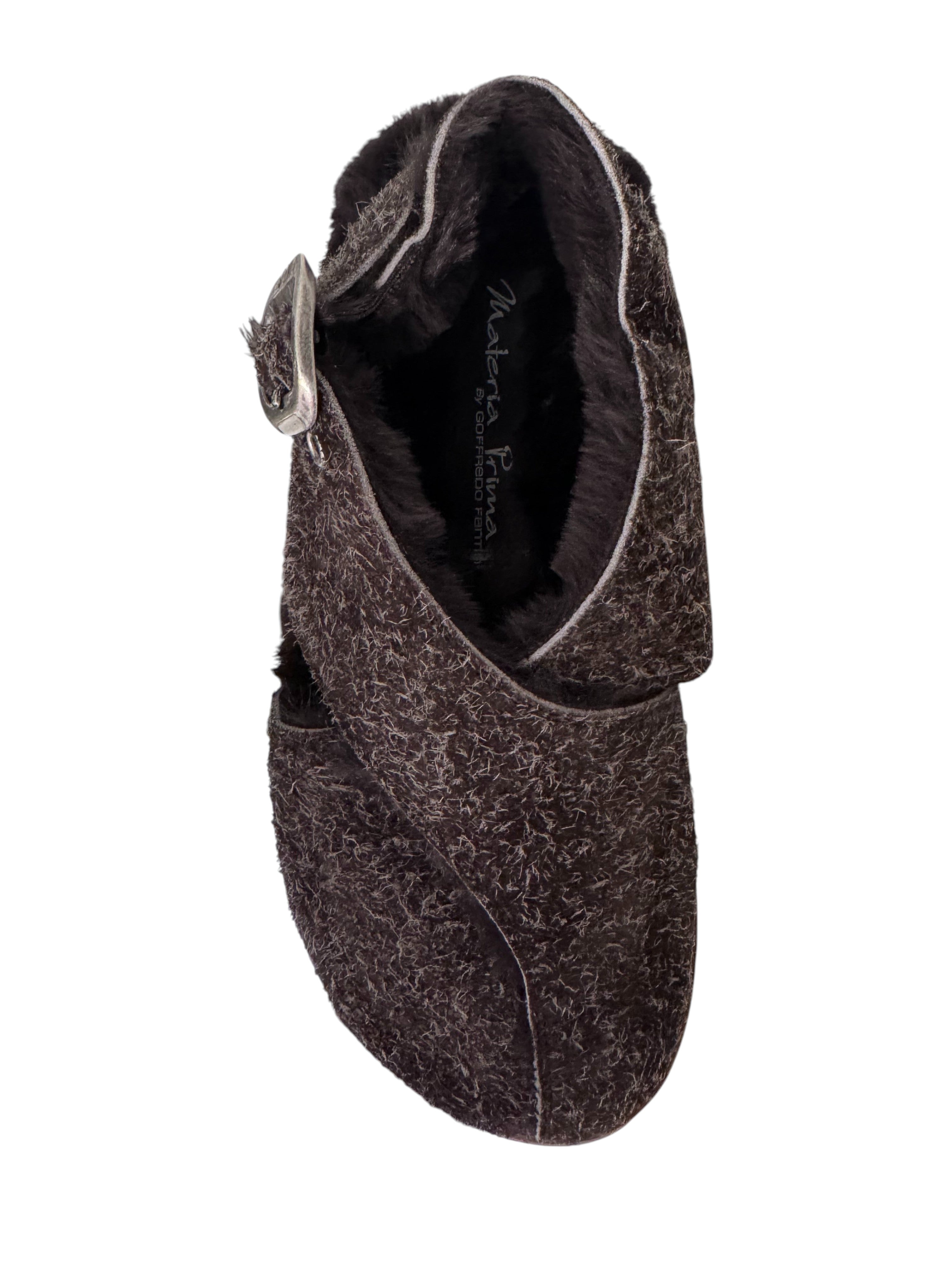Sabot in pelle di crosta interno eco fur