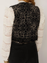 Gilet in velluto di cotone ricamato