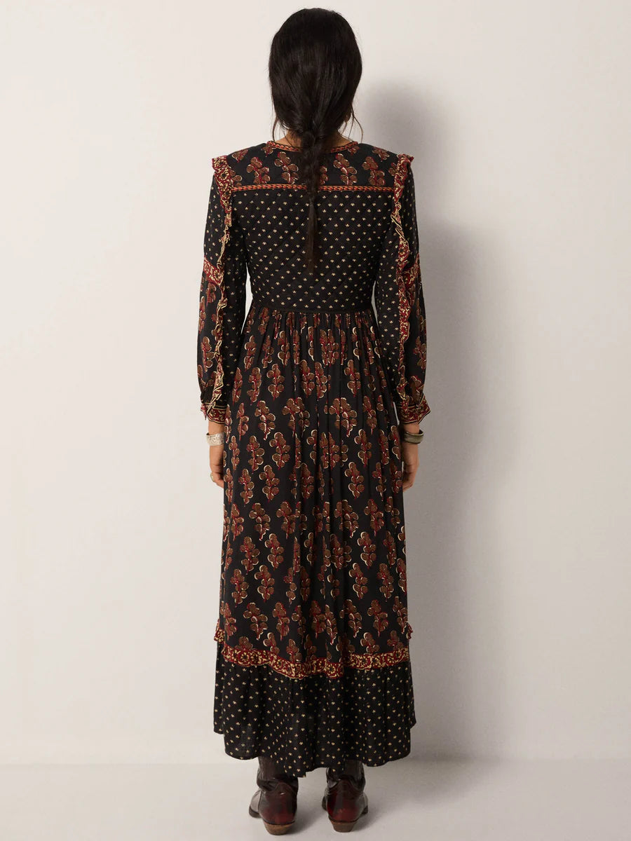 Abito lungo in viscosa stampato