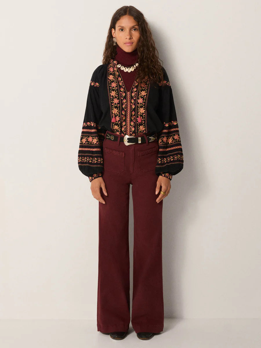 Blusa in velluto a costine