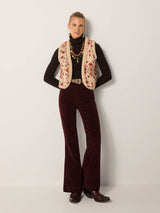 Gilet trapuntato in  cotone ed eco fur