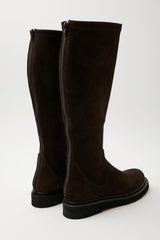 Stivale alto in suede testa di moro