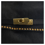 Monospalla "GINEVRA" in pelle di vacchetta tinta in capo con borchie