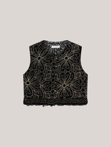 Gilet in velluto di cotone ricamato