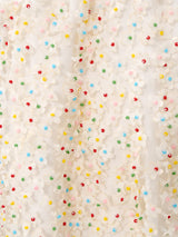 Gonna midi in cotone decorata con fiori realizzati a mano