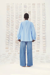 Blusa in cotone oversize ricamata a mano