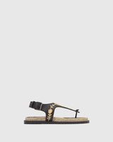 Sandalo infradito Pedra in pelle nappa con motivi floreali