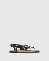 Sandalo infradito Pedra in pelle nappa con motivi floreali