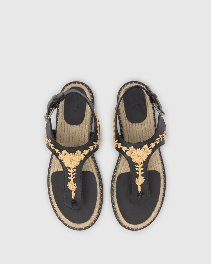 Sandalo infradito Pedra in pelle nappa con motivi floreali
