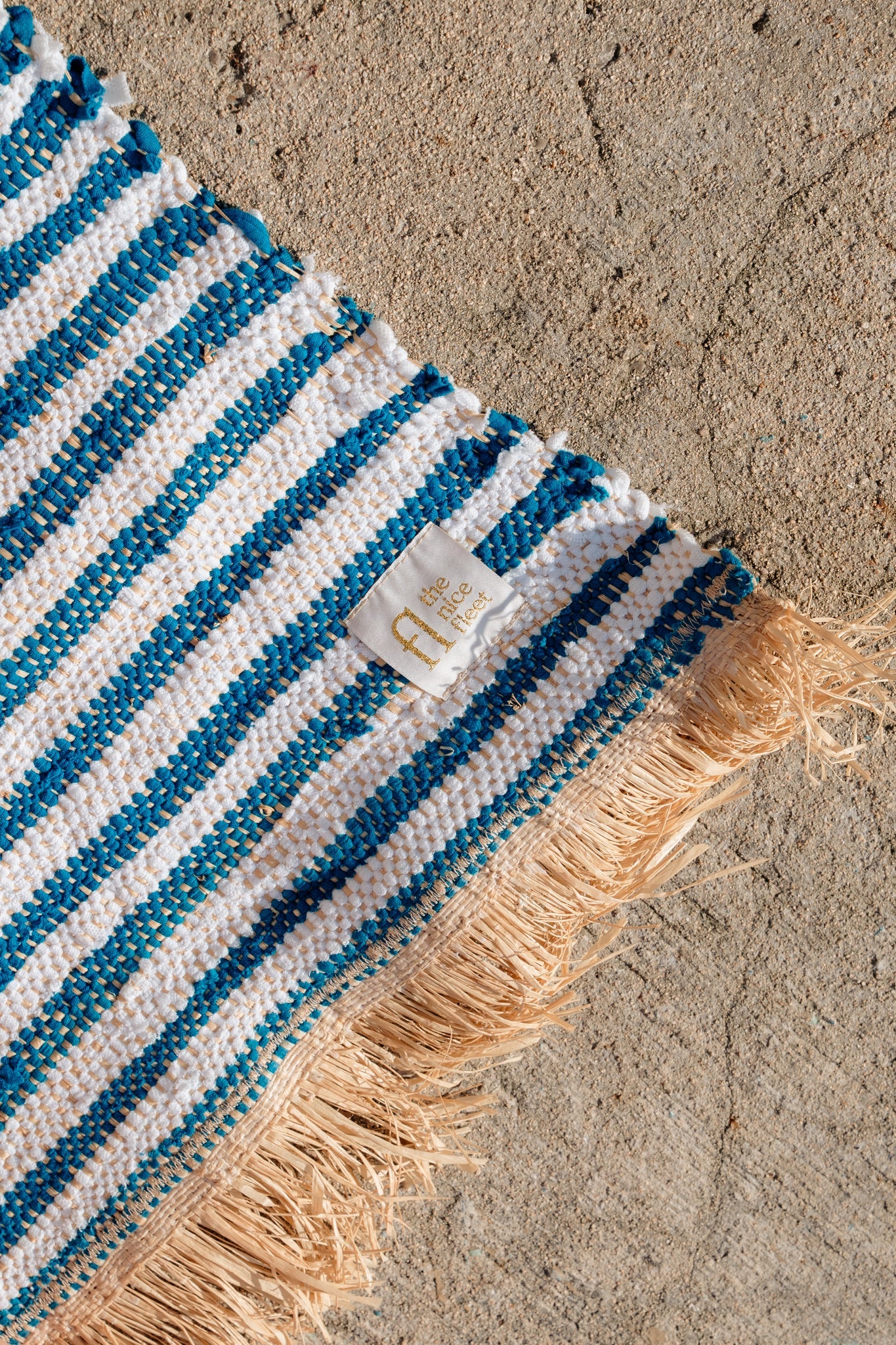 Tappetino da spiaggia righe bianche e turchesi