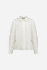 Camicia in voile di cotone interamente ricamata a mano
