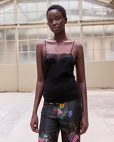 top nero misto lana con pizzo Mes Demoiselles