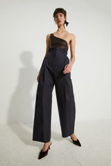 Jeans a vita alta in tessuto denim giapponese