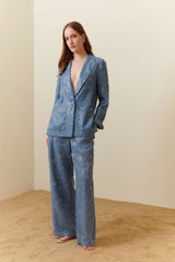Giacca monopetto in tessuto jacquard con micro paillettes
