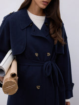 Trench in cashmere blu