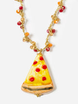 Collana lunga con ciondolo pizza in ceramica