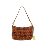 Borsa monospalla Sofia in pelle di vacchetta tinta in capo con intrecci e rivetti
