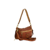 Borsa monospalla Sofia in pelle di vacchetta tinta in capo con intrecci e rivetti