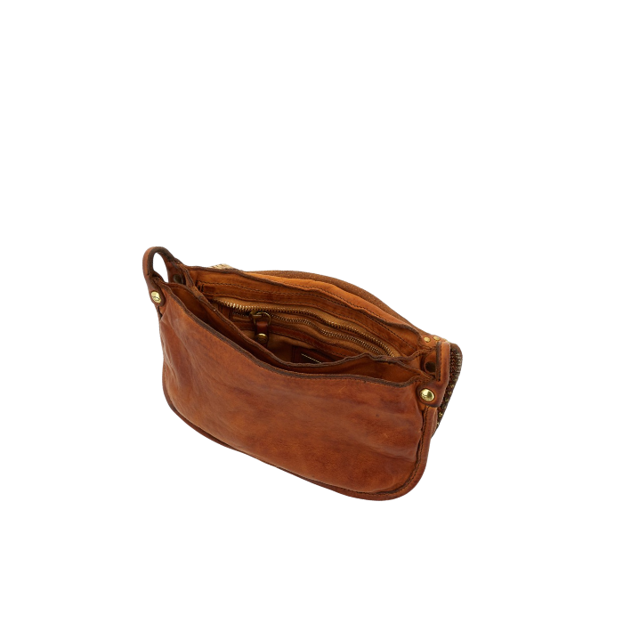 Borsa monospalla Sofia in pelle di vacchetta tinta in capo con intrecci e rivetti