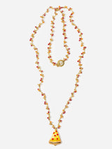 Collana lunga con ciondolo pizza in ceramica