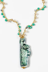 Collana lunga in ceramica con ciondolo Statua della Libertà in ceramica