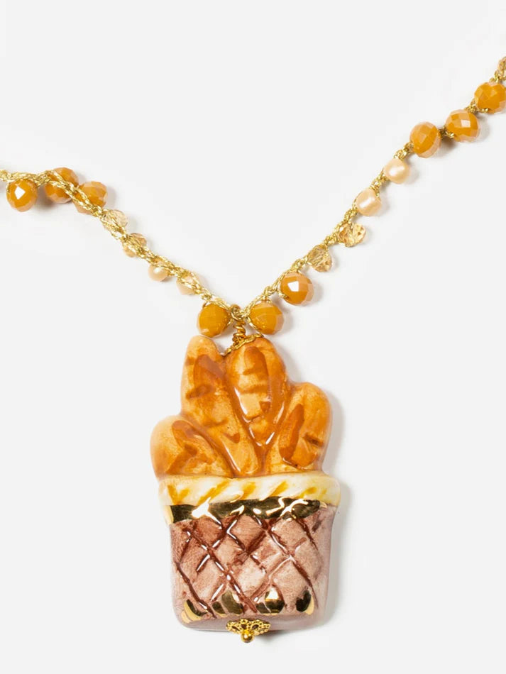 Collana lunga con ciondolo Baguette in ceramica