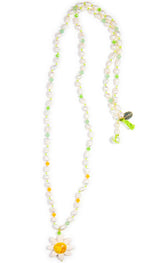 Collana lunga perle con Margherita in ceramica