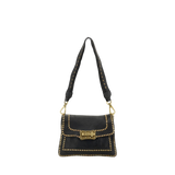 Borsa a tracolla "AGNESE" in pelle di vacchetta tinta in capo con borchie