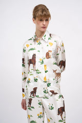 Camicia in twill di seta con stampa animalier