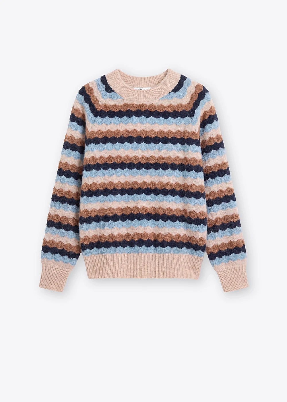 Maglia girocollo in alpaca con motivo a righe ondulate