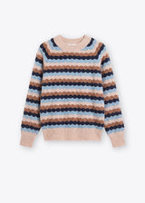 Maglia girocollo in alpaca con motivo a righe ondulate