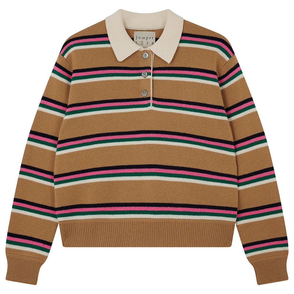 Polo a righe in lana e cashmere