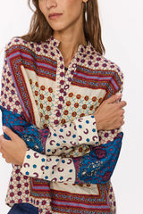 Blusa multicolor ricamata in seta