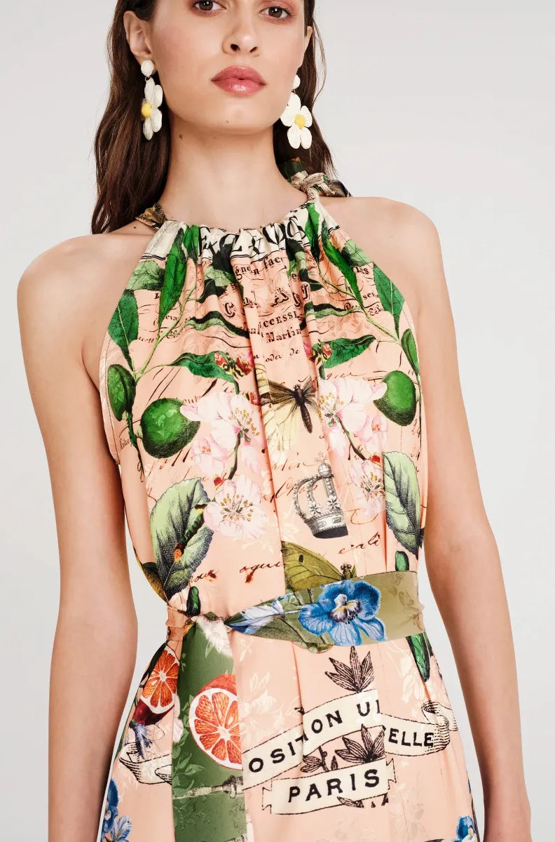 Abito lungo con scollo all'americana