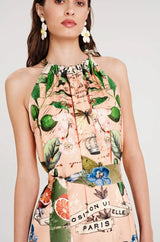 Abito lungo con scollo all'americana