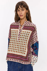 Blusa multicolor ricamata in seta