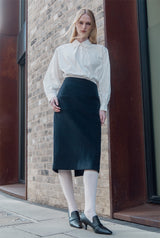 Gonna midi in cashmere e lana