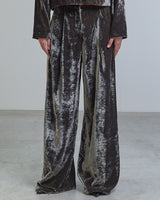 Pantalone palazzo in velluto liscio con pences.