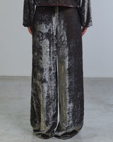Pantalone palazzo in velluto liscio con pences.