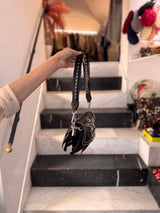 Agnese Stella Borsa a tracolla "AGNESE" in pelle di vacchetta tinta in capo con borchie nero - Campomaggi