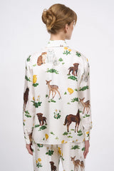 Camicia in twill di seta con stampa animalier