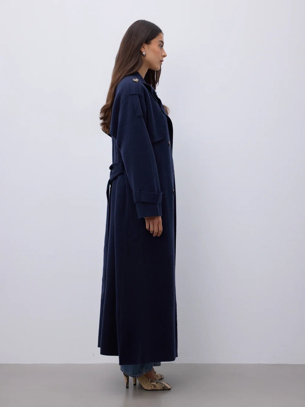 Trench in cashmere blu