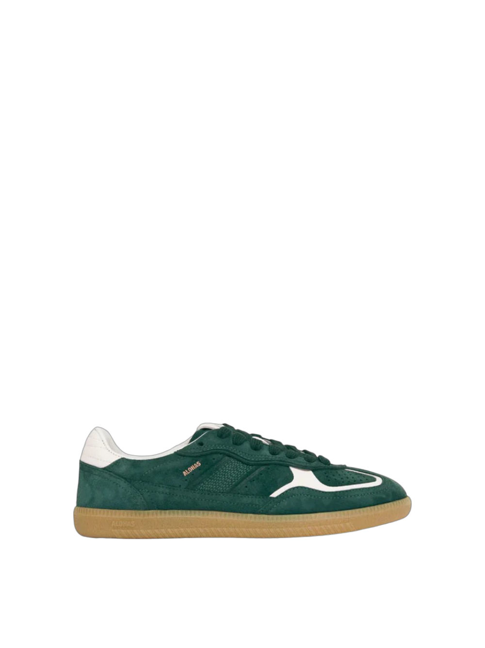 Sneakers in pelle scamosciata verde con dettagli in pelle bianca Alhoas