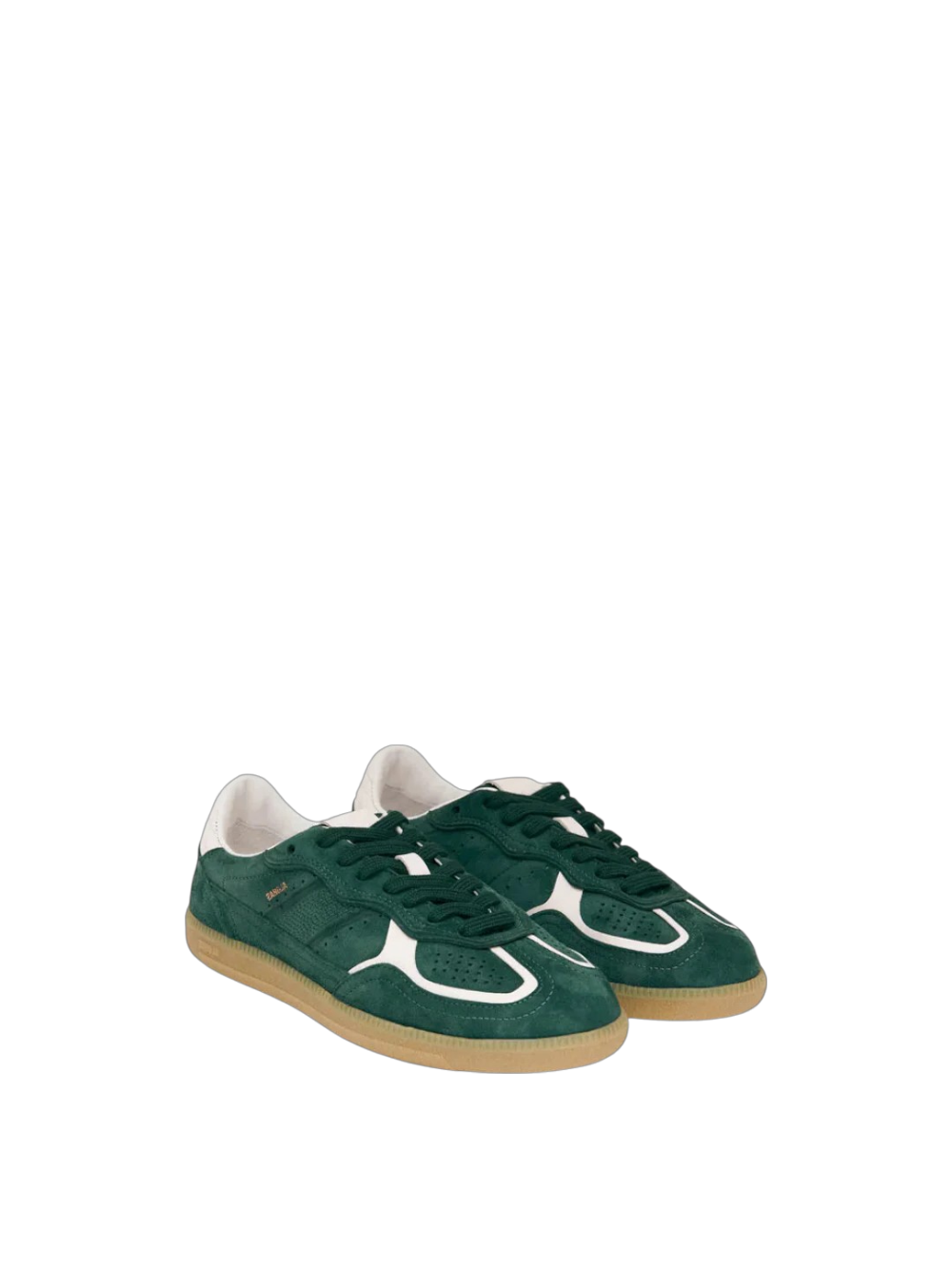 Sneakers in pelle scamosciata verde con dettagli in pelle bianca Alhoas