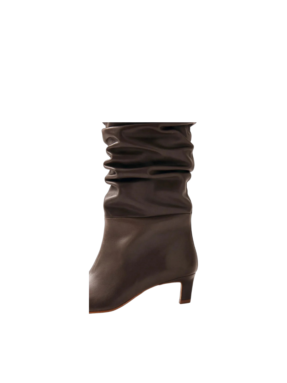 Stivali alti in pelle marrone con tacco kitten Alhoas