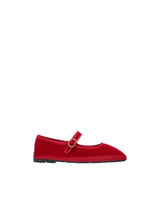 Friulana Mary Jane in velluto rosso Flabelus