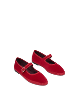 Friulana Mary Jane in velluto rosso Flabelus