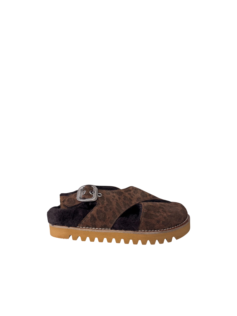 Sabot in crosta di vacchetta animalier