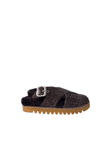 Sabot in pelle di crosta interno eco fur