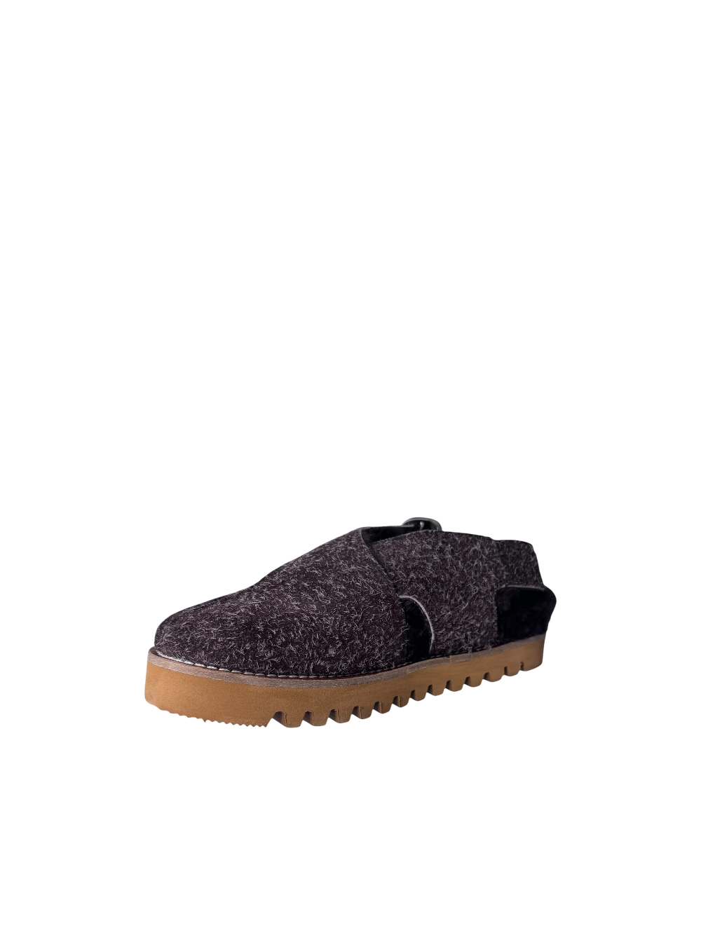 Sabot in pelle di crosta interno eco fur